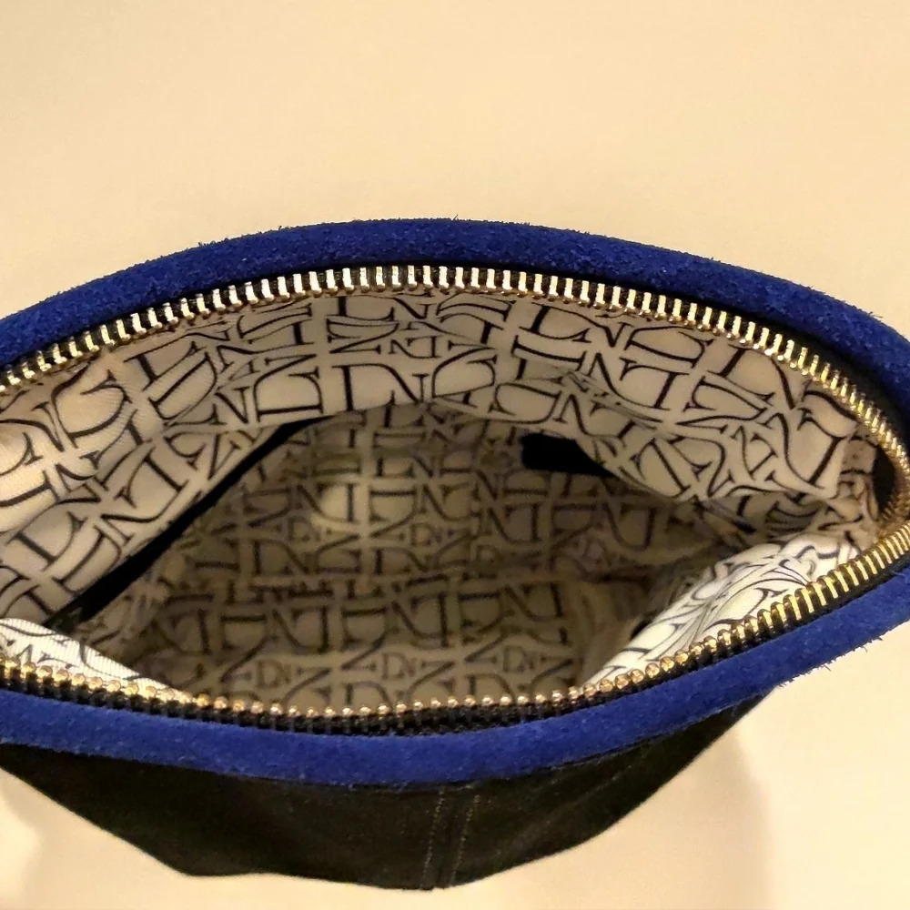 Danielle Nicole fold over Suede Black Blue clutch… - image 6